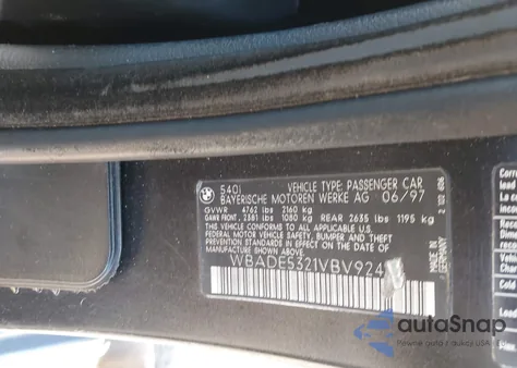 1997 BMW 540I from USA, damaged, VIN WBADE5321VBV92434